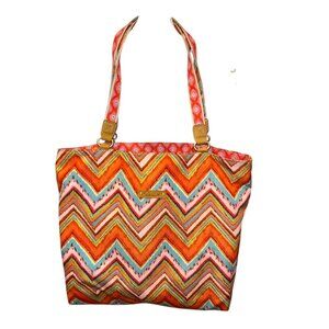 Dena Orange mixed prints Chevron SUMMER satchel  tote purse shoulder bag